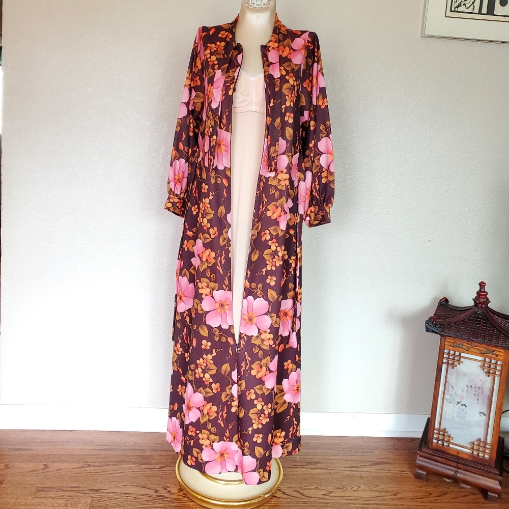 Vintage Bed Coat Robe w zip & waist tie - Picture 13 of 15